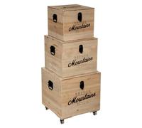 Lot de 3 Malles carrés Bois Wild Atmosphera - Marron