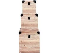 SAMA - Lot de 3 Malles Cubes Aspect Bois Rosé -