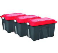 Lot de 3 malles SUNDIS plastique noir / rouge cm