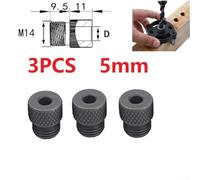 Lot de 3 manchons de perçage de 5 mm pour mandrin de perçage du bois - Guide de localisation en acier au carbone - Adaptateur de mandrin pour le travail du bois