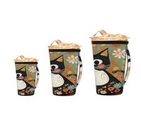 Lot de 3 manchons de tasse à café réutilisables en néoprène - Style rétro bohème - Durable - Pour boissons chaudes et froides
