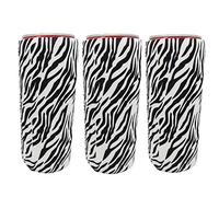 Lot de 3 manchons fins en néoprène pour canettes de bière ou de boisson - Pour boissons énergétiques, bière, bouteille (zèbre) - 350 ml