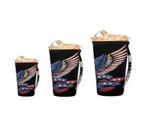 Lot de 3 manchons isothermes réutilisables en néoprène pour tasse à café, motif aigle des États-Unis, drapeau des États-Unis, support de tasse à café durable pour boissons chaudes et froides