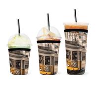 Lot de 3 manchons pour tasse à café Lisbonne en néoprène réutilisable durable lavable pour boissons glacées et chaudes
