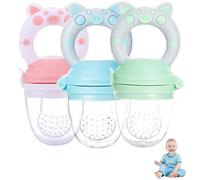 Lot de 3 mangeoires à fruits pour bébé 3 sachets en silicone de qualité alimentaire avec poignée ronde faciles à nettoyer pour les tout-petits et les enfants