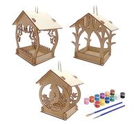 Lot de 3 mangeoires pour perroquets en plein air en forme de nichoir pour enfants à construire et peindre