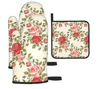 Lot de 3 maniques et maniques en forme de fleur résistants à la chaleur et respectueux de l'environnement