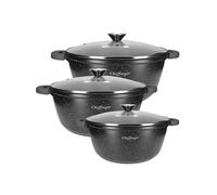Lot de 3 Marmites avec Revêtement Antiadhésif et Antibactérien 24/28/32cm, Noir