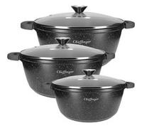 Lot de 3 Marmites avec Revêtement Antiadhésif et Antibactérien 24/28/32cm, Noir