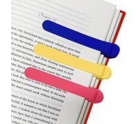 Lot de 3 marque-pages automatiques en silicone pour la lecture - Marqueurs de livres mignons et uniques - 1 bleu + 1 rouge + 1 jaune