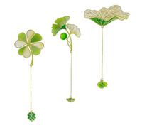 Lot de 3 marque-pages en métal à suspendre - Feuille de lotus, trèfle à quatre feuilles, ginkgo - Rétro et élégant, adapté pour la lecture