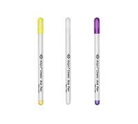 Lot de 3 marqueurs effaçables à l'eau pour marquage de tissu soluble dans l'eau, marqueur magique non permanent pour couture sur tissu, broderie au point de croix, blanc + jaune + violet