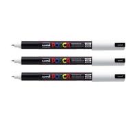 Lot de 3 Marqueurs pointe calibrée extra-fine POSCA PC1MR 0,7mm Blanc