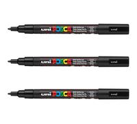 Lot De 3 Marqueurs Posca Pc-3m Noir Pointe Fine Conique