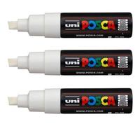 Lot De 3 Marqueurs Posca Pc-8k Blanc Pointe Large Biseautée