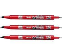 Lot De 3 Marqueurs Twin Marker Begreen Indélibile Rouge 2 Pointes Ogives:Fine Et Moyenne[Z612]
