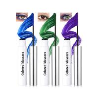 Lot de 3 mascaras imperméables ultra fins pour cils courts, en fibre de soie, bleu, vert, violet, extra longs, mascara hautement pigmenté, longue tenue bouclée, kit de maquillage des yeux pour cosplay