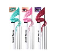 Lot de 3 mascaras ultra fins imperméables pour cils courts - En fibre de soie - Vert rose bordeaux - Extra longs - Haute pigmentation - Volume charmant - Pour fête