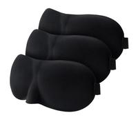 Lot de 3 masques de sommeil 3D bloquant la lumière en trois dimensions, soulage la fatigue oculaire, respirant, double couche, masque de sommeil pour les yeux (noir, 3 pièces)