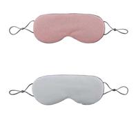 Lot de 3 masques de sommeil chauds et froids en soie douce à double usage avec sangle élastique réglable (rose/bleu)