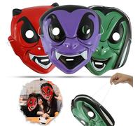 Lot de 3 masques d'Halloween avec motif diable, vampire et dracula, parfaits pour les enfants et les adultes, costume d'Halloween, décoration d'horreur, taille 18 cm