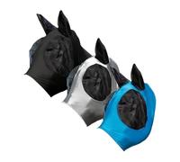 Lot de 3 Masques pour Cheval Contre Les Mouches, Couvre-Visage Complet en Polyester et Maille légère, Bleu, Noir, Gris, 45 x 37 cm