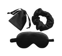 Lot de 3 masques rafraîchissants en soie synthétique avec housse en mousse à mémoire de forme, pour le sommeil, respirants, doux pour la peau, avec sac en tissu, noir