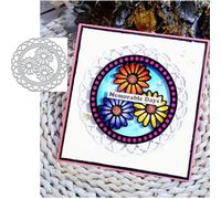 Lot de 3 matrices de découpe en métal avec cadre rond en forme de tournesol - Pour bricolage, scrapbooking, gaufrage, fabrication de cartes