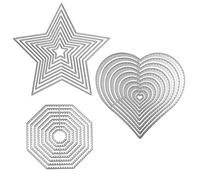 Lot de 3 matrices de découpe en métal pour gaufrage - Convient pour la fabrication de cartes, la décoration d'albums de scrapbooking, la décoration de gabarit de découpe, le cœur, l'étoile, l'octogone