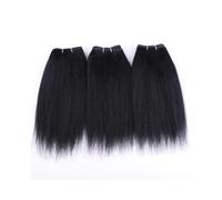 Lot de 3 mèches brésiliennes crépues et lisses, cheveux Remy, cheveux courts, noirs et bruns, avec extrémités complètes Wear and Go(Natural black,10inch)