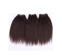 Lot de 3 mèches brésiliennes crépues et lisses, cheveux Remy, cheveux courts, noirs et bruns, avec extrémités complètes Installation et enlèvement faciles(Brown,10inch)