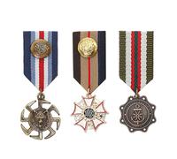Lot de 3 médailles militaires rétro vintage en métal, broche géométrique colonel, épaulettes dorées, pour uniforme de guerre patriote royal, prince armée, costume pour homme, ruban, épaulettes (B),