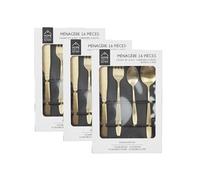 - Lot de 3 Ménagères en Acier Inoxydable design Gold - 48 Couverts - Doré - Gold