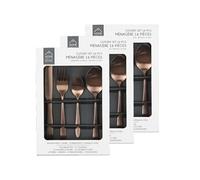 - Lot de 3 Ménagères en Acier Inoxydable Table Chic - 48 Couverts - Marron cuivré - Table Chic