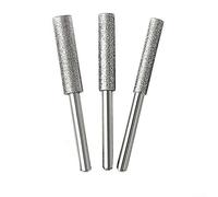 Lot de 3 meuleuses cylindriques diamantées pour tronçonneuse de polissage de chaîne - Limes à bavures 4,0 mm, 4,8 mm et 5,5 mm avec tige de 3 mm, longueur 45 mm, maille 330 (argent)
