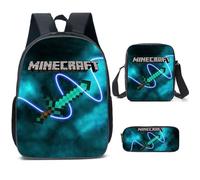 Lot de 3 Minecraft 3D Impression Sac à Dos, Sacoche et Trousse à crayons - C