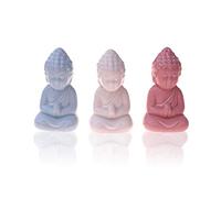 Lot de 3 Mini Bouddha en Céramique PREMIUM - Figurine Décorative l'Intérieur, Balcon et le Jardin - Sculpture de Bouddha comme Accessoire de Décoration Feng-Shui - Déco-ration Asiatique (Bouddhas)