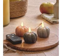 Lot de 3 Mini Bougies LED TruGlow® Citrouille Effet Vieilli avec Télécommande