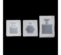 Lot de 3 mini bouteilles de parfum stéréo en silicone - Mini moules en forme de bouteille - Moule en résine époxy 3D - Moules en silicone pour résine dessous de verre porte-clés cendrier animaux