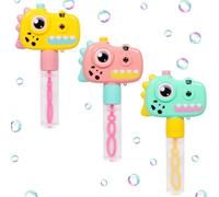 Lot de 3 mini bulles de savon pour enfants - Jouet - Mini bulles de savon avec projecteur de dessin animé - Baguette à bulles avec poignées dinosaures - Recharge de petites bulles - Pour anniversaire