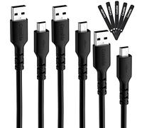 Lot de 3 mini câbles USB de 1,8 m - Câble USB 2.0 de type A vers mini B - Compatible avec manette PS3, lecteur MP3, appareil photo numérique, microphone Yeti et plus encore - Avec 5 attaches de câble - 1,8 m