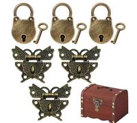 Lot de 3 mini cadenas vintage pour boîte à bijoux en bois, armoire avec vis et clés