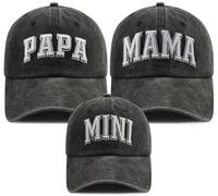 Lot de 3 mini chapeaux de baseball assortis pour parents et enfants avec inscription « Papa Mama », Papa Mama Mini brodé Noir, Taille unique