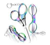 Lot de 3 mini ciseaux pliants compacts, ciseaux de sécurité en acier inoxydable de taille de voyage, pince de poche pour badge