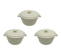 Lot de 3 mini cocottes blanches rayées avec couvercle 17,5 x 9,5 cm Hobbytech Blanc G