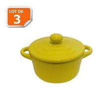 Lot de 3 mini cocottes jaunes double poignée avec couvercle HobbyCook