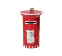 Lot de 3 mini décorations de boîte aux lettres pour sapin de Noël, décoration de boîte aux lettres en métal avec porte ouverte, accents festifs à suspendre pour étagère de fête à la maison (rouge)