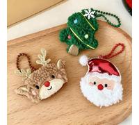 Lot de 3 mini décorations de Noël à suspendre en 3D pour sapin de Noël, fêtes de fin d'année, décoration extérieure et d'intérieur (Père Noël, arbre + renne)