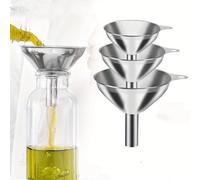 Lot de 3 mini entonnoirs de cuisine en acier inoxydable - Entonnoir de remplissage en métal durable pour transférer des liquides, ingrédients secs, lotions cosmétiques, liquides, parfums, poudres