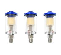 Lot de 3 mini filtres à air en ligne - Séparateur d'eau et d'huile avec vanne de vidange facile à pousser, NPT 6,35 mm, piège à humidité pour aérographe, pistolets à peinture et outils pneumatiques
